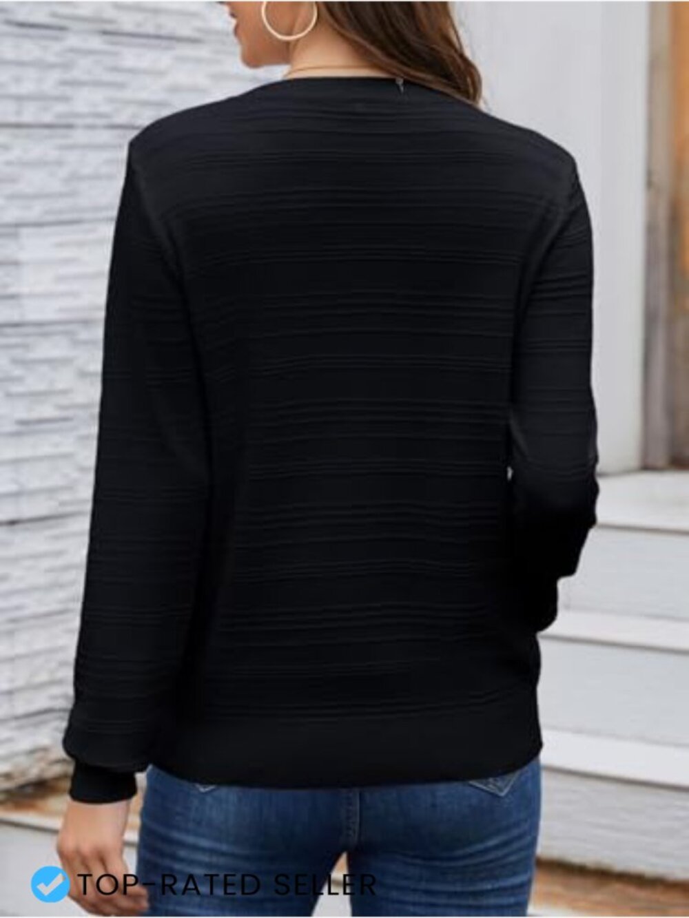 Lightweight Crewneck Sweater Classic Fit Long Sleeve for Women - Picture 6 of 7